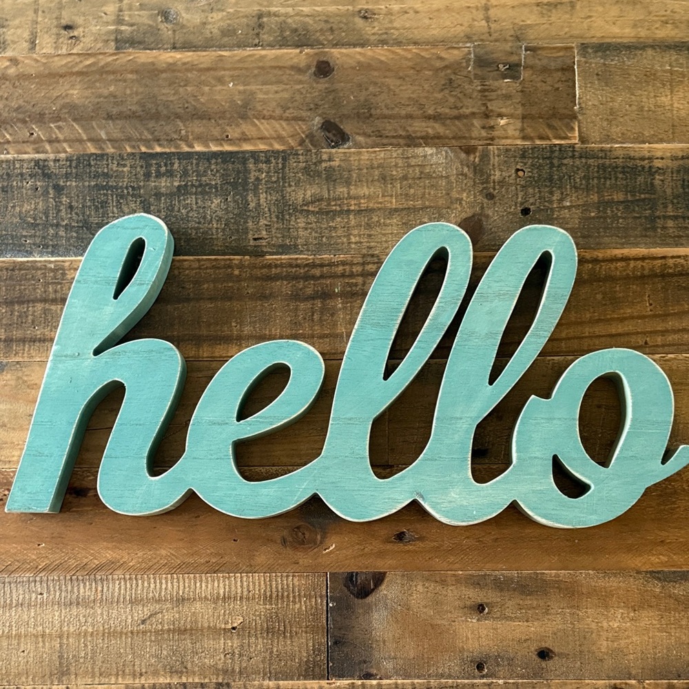 Hobby Lobby Teal 'Hello' Wall Art